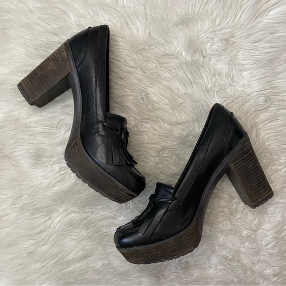 ✨Nicole | Electric Genuine Leather Chunky Platform Fringed Oxford Heels - Picture 7 of 13